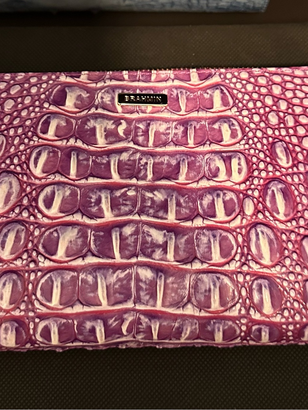 SALE Brahmin Boysenberry Daisy Purple Croc-Embossed Leather Wristlet NWOT - Picture 2 of 9